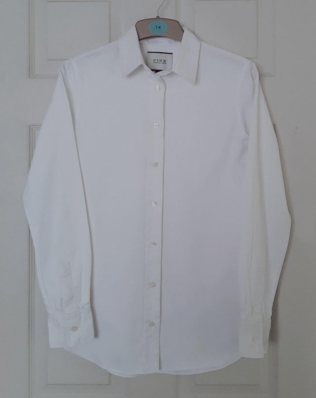Preview of the first image of Ladies Thomas Pink White Shirt Blouse - Size 8.