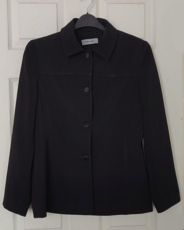 Preview of the first image of Smart Ladies Black Jacket By Amaranto - Size 12.