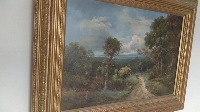 Preview of the first image of Original Oil by I (J ?) Robertson ornate frame, rural scene,.