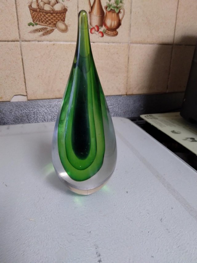 Image 3 of Romano style glass green tear drop paper weight