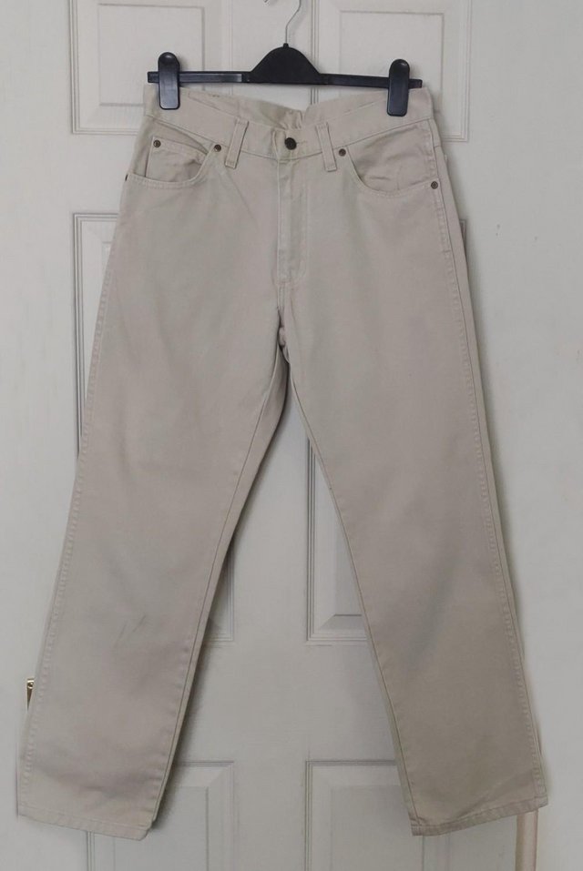 Preview of the first image of Mens Beige Jeans By Wrangler - Size 32W/30L.