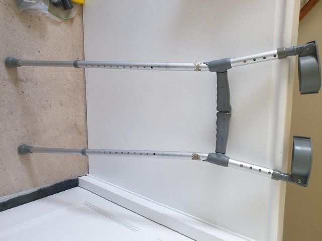 Preview of the first image of Used Grey Metal Strong Elbow Crutches.
