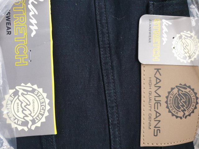 Image 3 of Mens New Black Stretch Kams Jeans