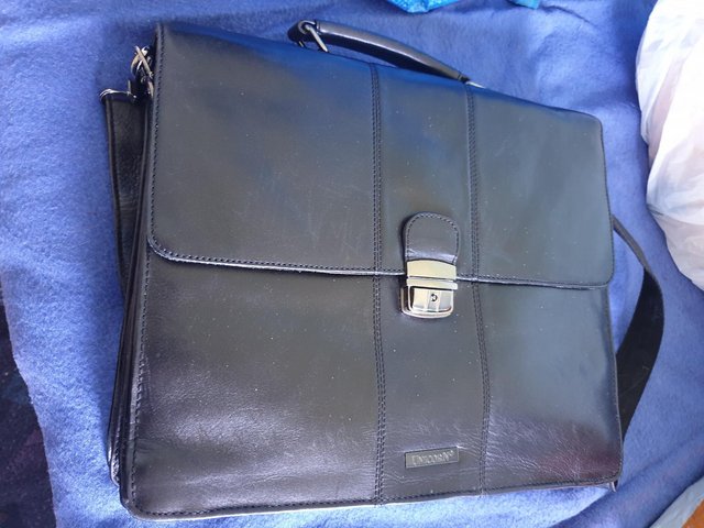 Image 3 of Black Leather Unicorn Brand Briefcase