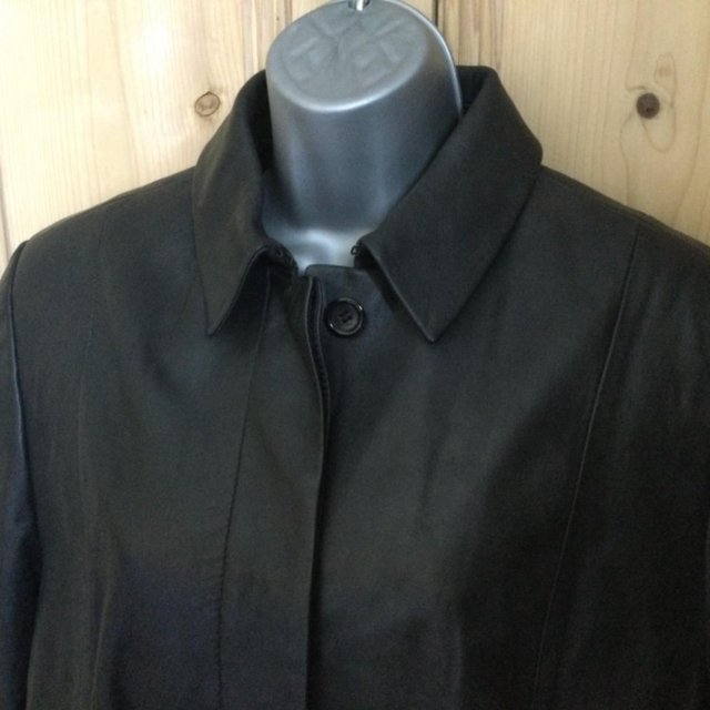 Preview of the first image of Vintage St.Michael Butter-Soft Jet Black Leather Coat sz 16.