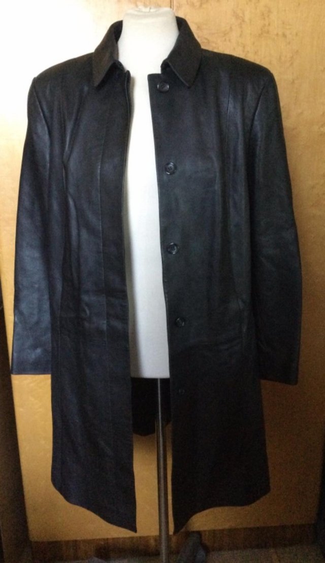 Image 3 of Vintage St.Michael Butter-Soft Jet Black Leather Coat sz 16