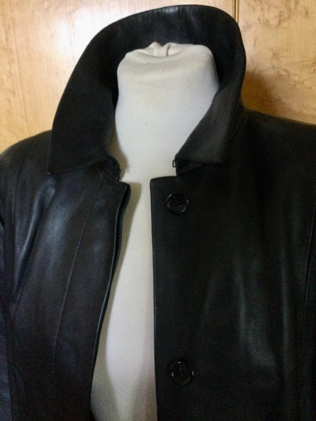 Image 4 of Vintage St.Michael Butter-Soft Jet Black Leather Coat sz 16