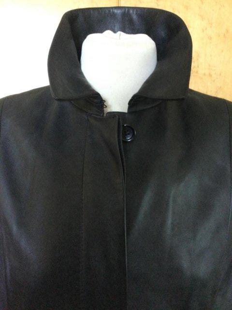 Image 5 of Vintage St.Michael Butter-Soft Jet Black Leather Coat sz 16