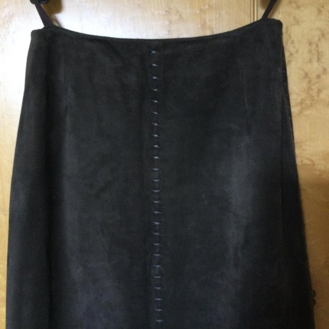 Image 2 of BETTY BARCLAY chocolate brown soft suede MAXI skirt sz10