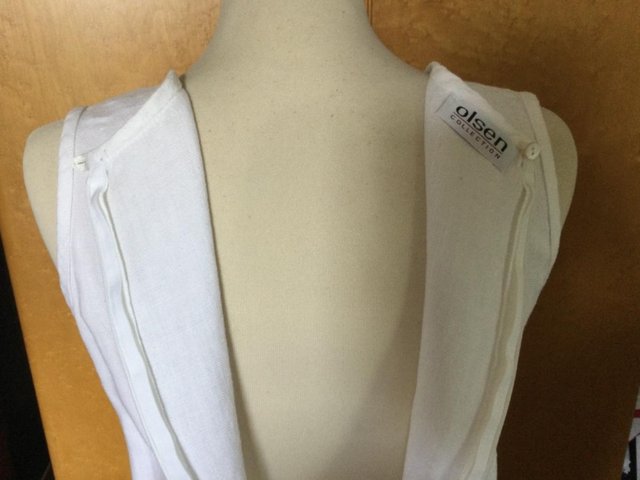 Image 6 of OLSEN Pure White 100% Linen Sleeveless MAXI Dress, sz 18