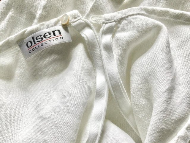 Image 9 of OLSEN Pure White 100% Linen Sleeveless MAXI Dress, sz 18
