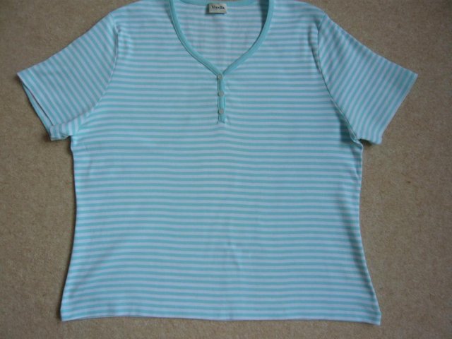 Preview of the first image of Tee shirt - ladies' Viyella pale turquoise.