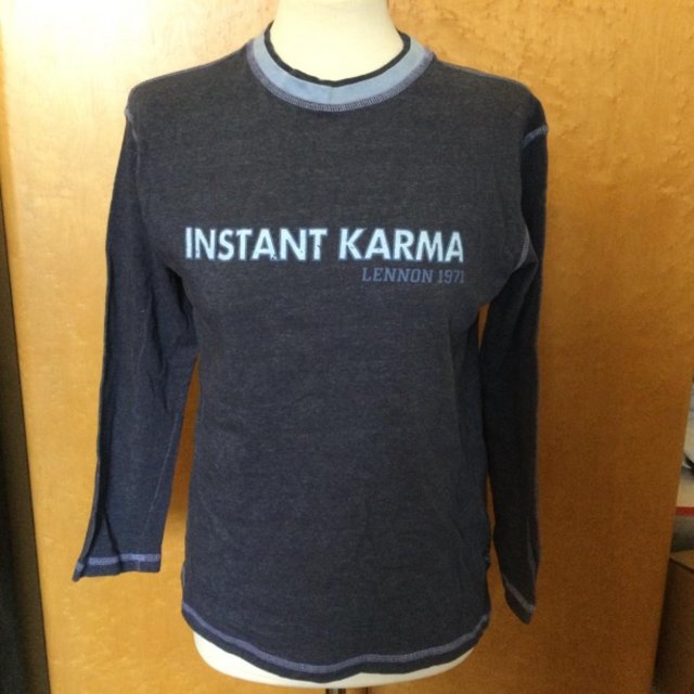 Preview of the first image of JOHN LENNON Vintage Instant Karma 1971 Long Sleeve Top M.