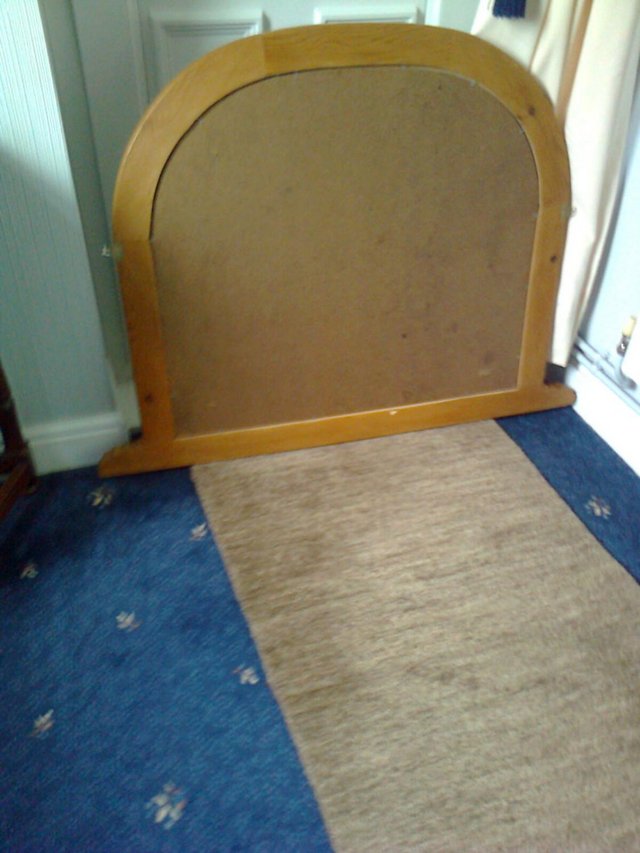 Image 2 of Mirror, Over Mantle, Pine, approx, Widest bottom point 3'5,