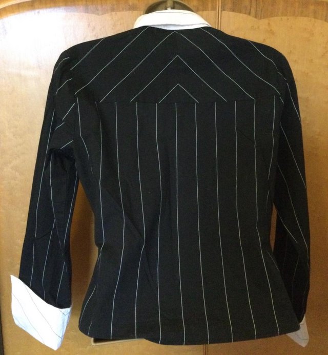 Image 2 of Funky Smart B&W Chalk Stripe Stretch Shirt, sz12