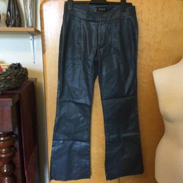 Preview of the first image of GUESS Vintage Metallic Jean Trousers, Flares, W32 L30.5.