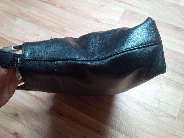 Image 4 of Superb Black Handbag,silver handles & details, 4 areas used
