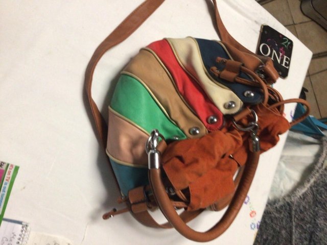 Image 3 of Modern multi coloured faux leather hand shoulder bag