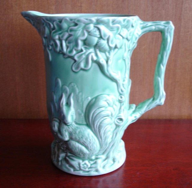 Preview of the first image of WADE ART DECO GREEN CERAMIC JUG.
