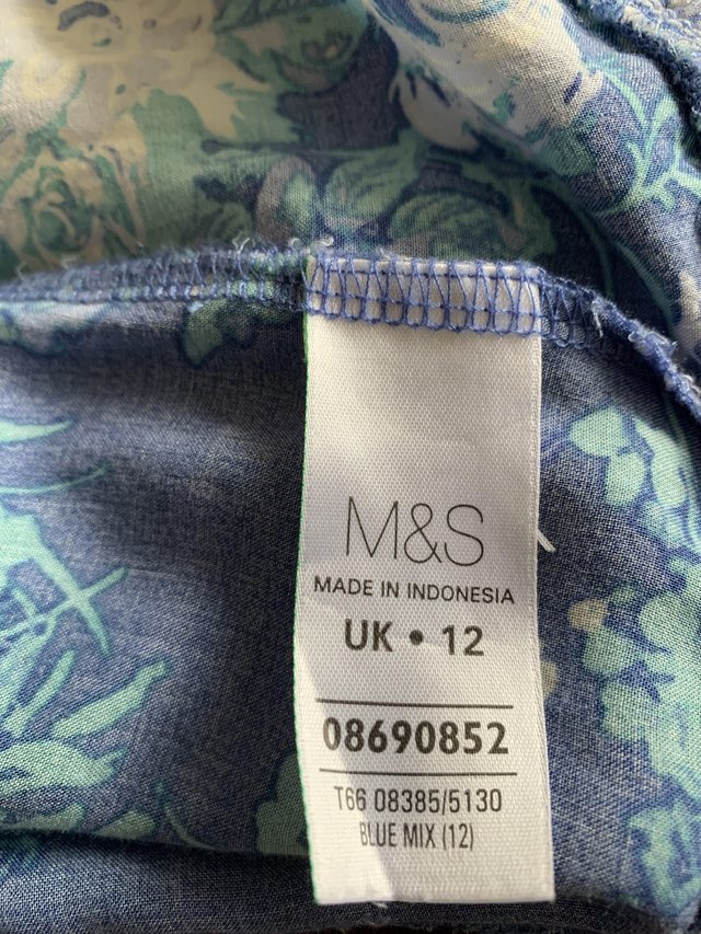 Image 3 of Blue floral beaded M&S Indigo size 12 tunic