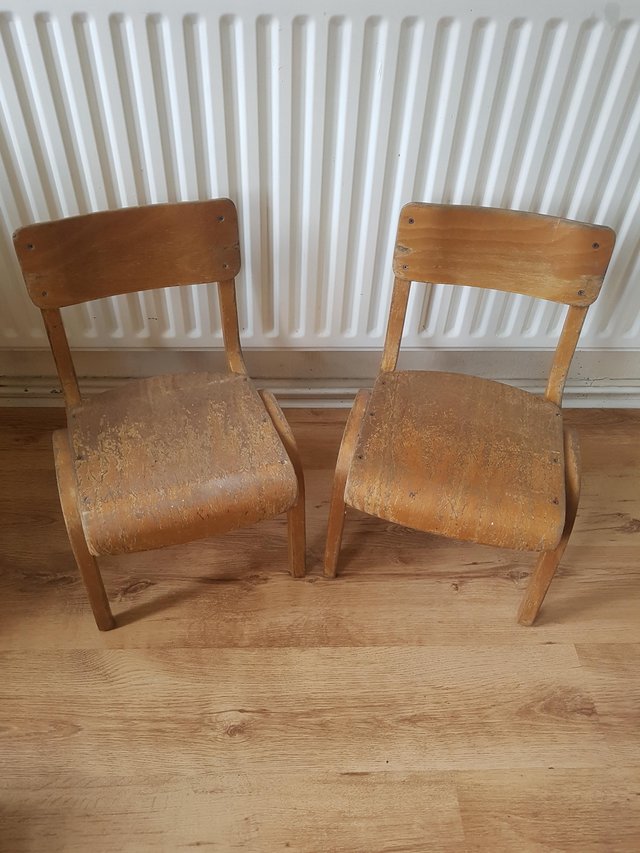 Preview of the first image of Childrens Old wooden chairs , ideal for project..