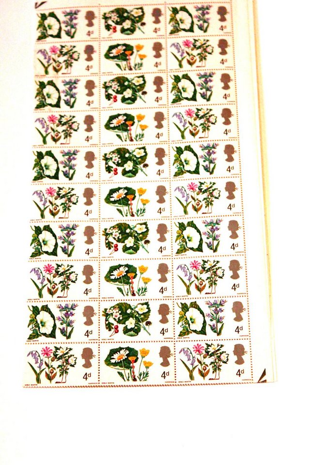 Image 2 of Sheet of 120 unused floral stamps Keble Martin design - 1967