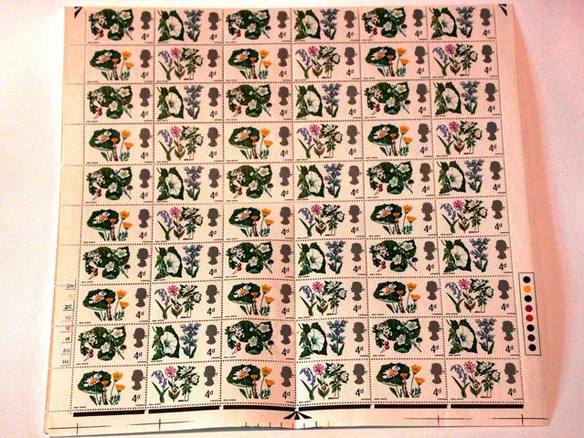Preview of the first image of Sheet of 120 unused floral stamps Keble Martin design - 1967.