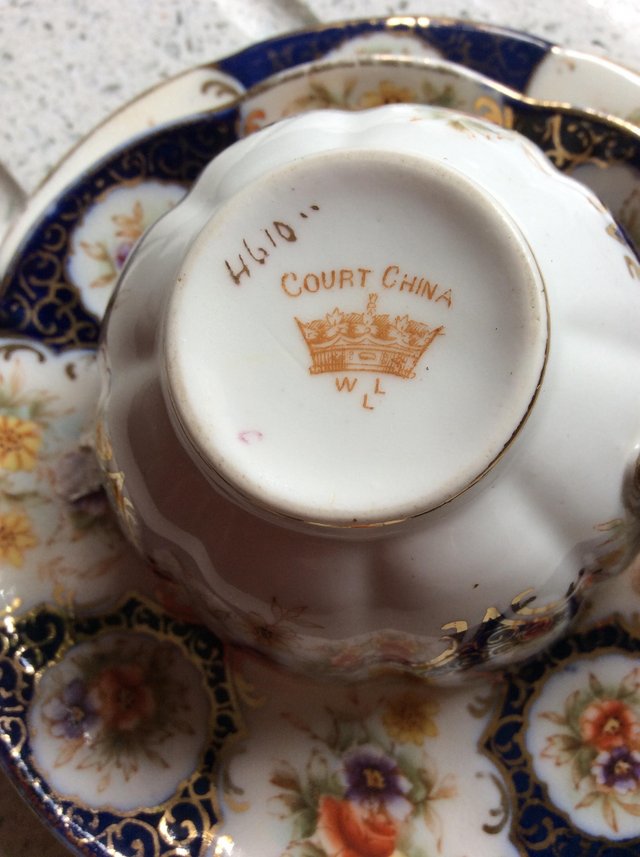 Image 2 of Antique china trio, cup, saucer and side plate