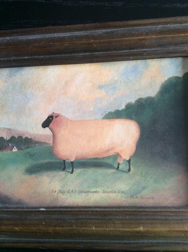 Image 2 of Small picture of a sheep in wooden frame