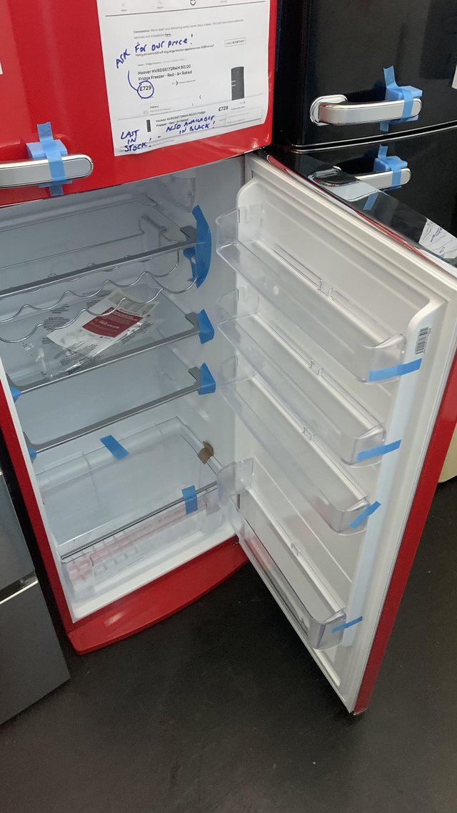 Image 2 of HOOVER RETRO RED 80/20 TOP MOUNTED FRIDGE FREEZER-NEW! WOW!