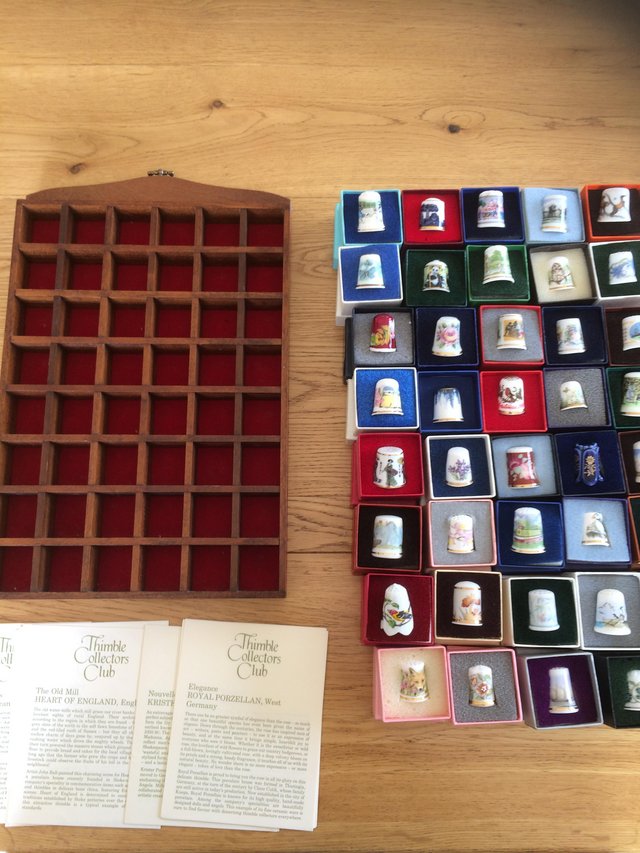 Image 3 of 48 thimbles with display shelf and information sheets