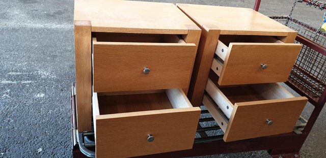 Preview of the first image of Bensons oak bedside units/ chest of drawers.