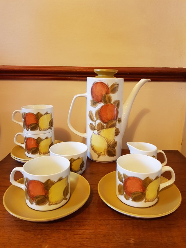 Preview of the first image of Vintage j & g meakin pottery oranges & lemons coffee set.