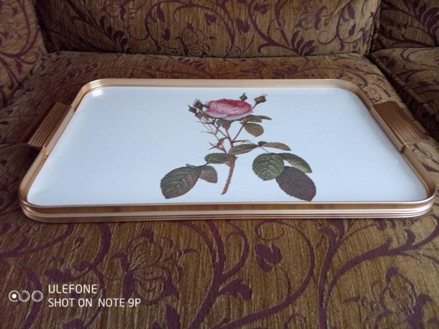 Image 2 of Woodmet retro serving tray, Rose design
