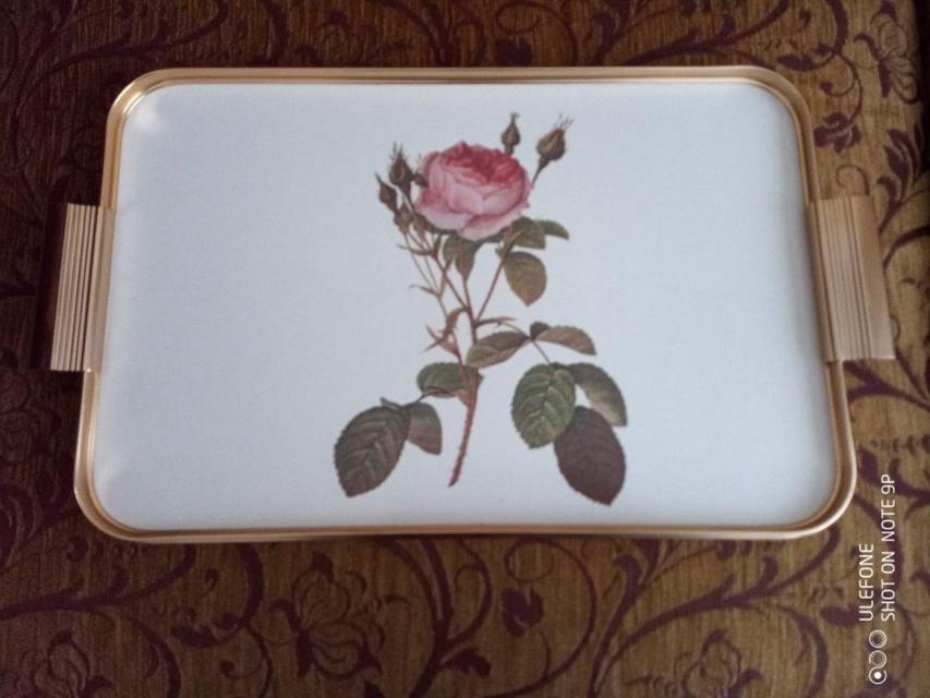 Preview of the first image of Woodmet retro serving tray, Rose design.