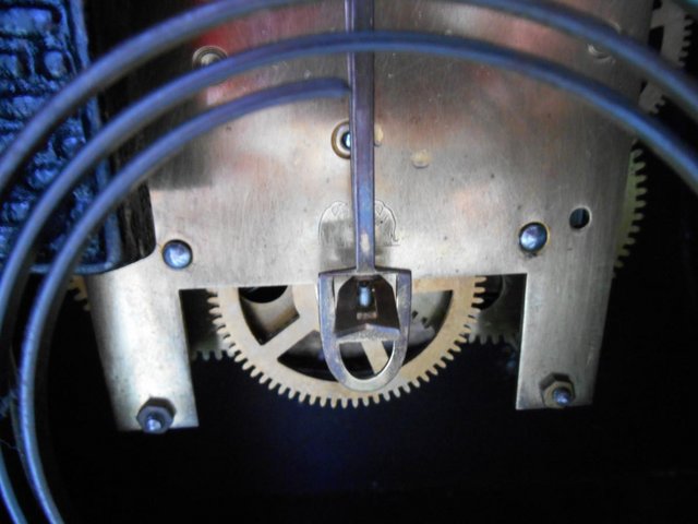 Image 3 of A German Napoleon Hat shaped striking mantle  clock