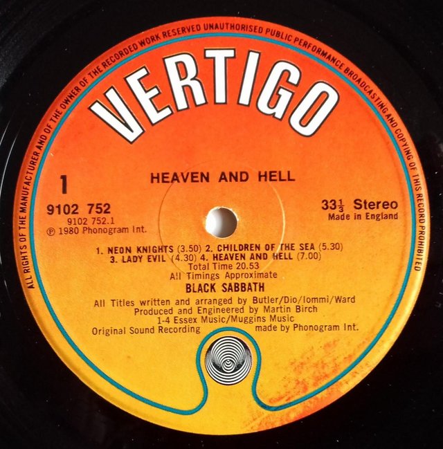 Image 3 of Black Sabbath ‘Heaven and Hell’ 1980 UK 1st Press LP. EX/VG+