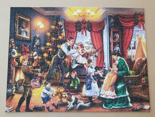 Image 2 of 1000 piece JIGSAW called CHRISTMAS MORNING IN THE NURSERY by