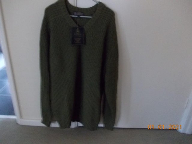 Image 2 of Men's PG Field Chunky Knit Jumper (L) New - Mid Olive