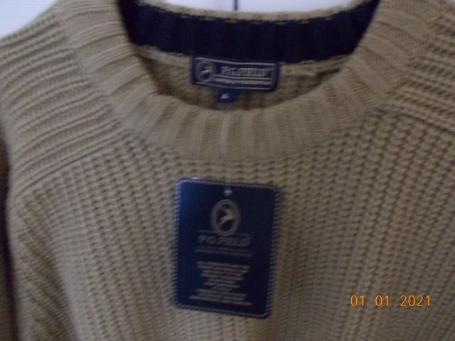 Preview of the first image of Men's PG Field Chunky Knit Jumper (L) New -Light Brown.