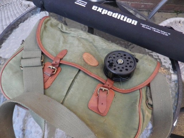 Preview of the first image of FLY FISHING TACKLE BAG LEATHER TRIM.