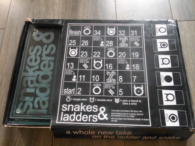 Preview of the first image of Snakes & Ladders Glass Board ADULTS 6 Glasses Drinking Game.