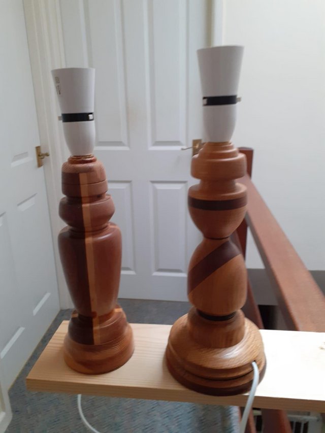 Image 2 of Various hand made wooden table lamps for sale