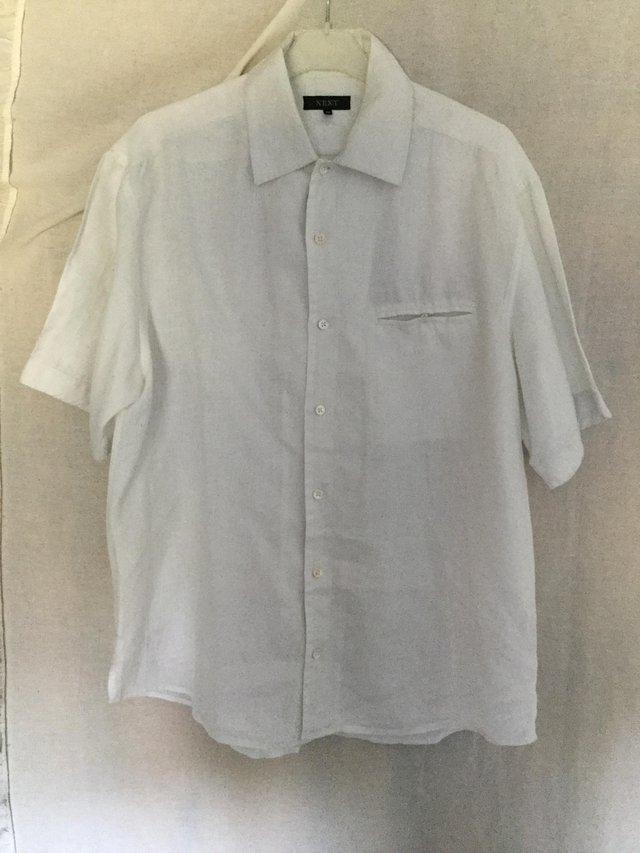 Image 2 of Beautiful whitelinen short sleeve shirt by Next