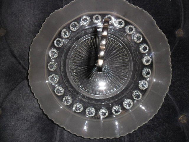 Image 2 of FLUTED GLASS SANDWICH CAKE SERVING DISH