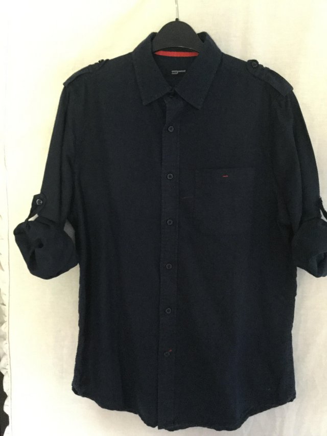 Image 3 of Blue military style casual shirt