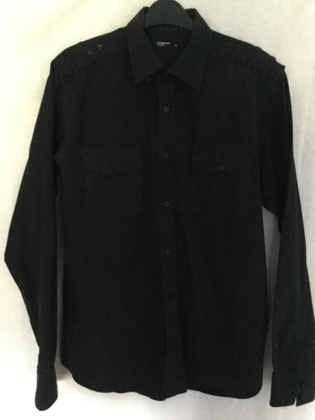 Preview of the first image of Black military style shirt by Cedarwood.