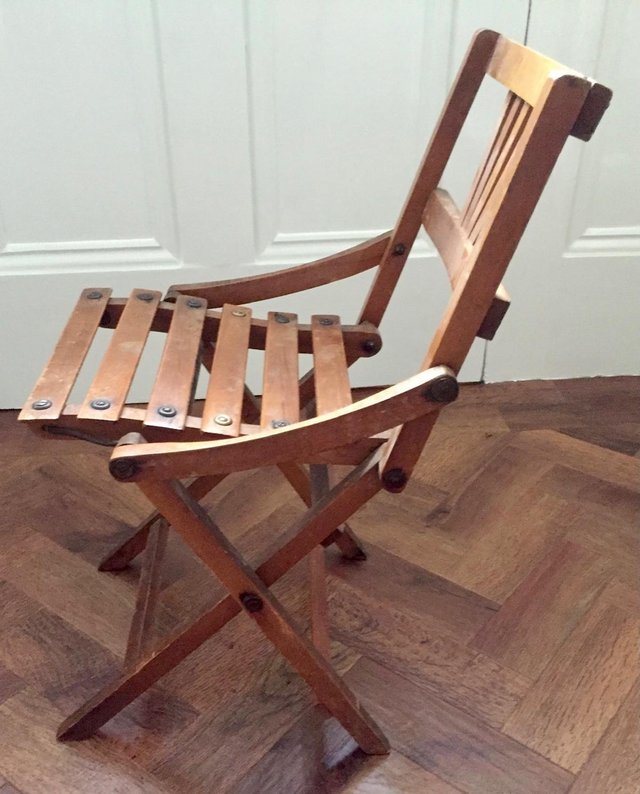 Image 2 of Old wooden child’s folding chair