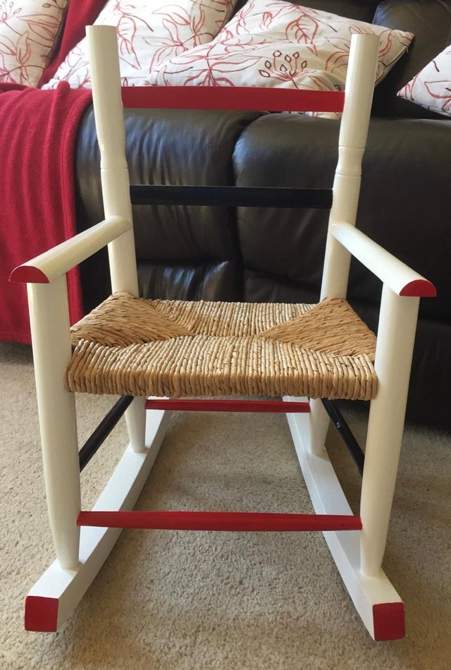 Preview of the first image of Upcycled child’s rocking chair.