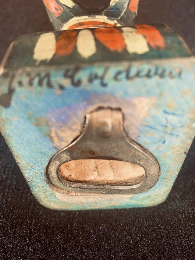 Image 3 of Vintage Hand Carved/Painted Bottle top Opener